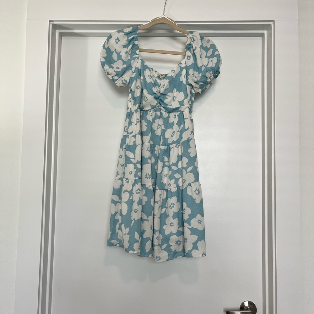 Altar'd State Blue and White Floral Mini Dress